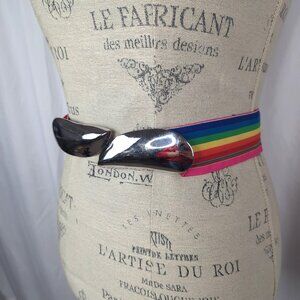 Vintage Gay Boyer Belt Buckle Silver Small Medium Rainbow